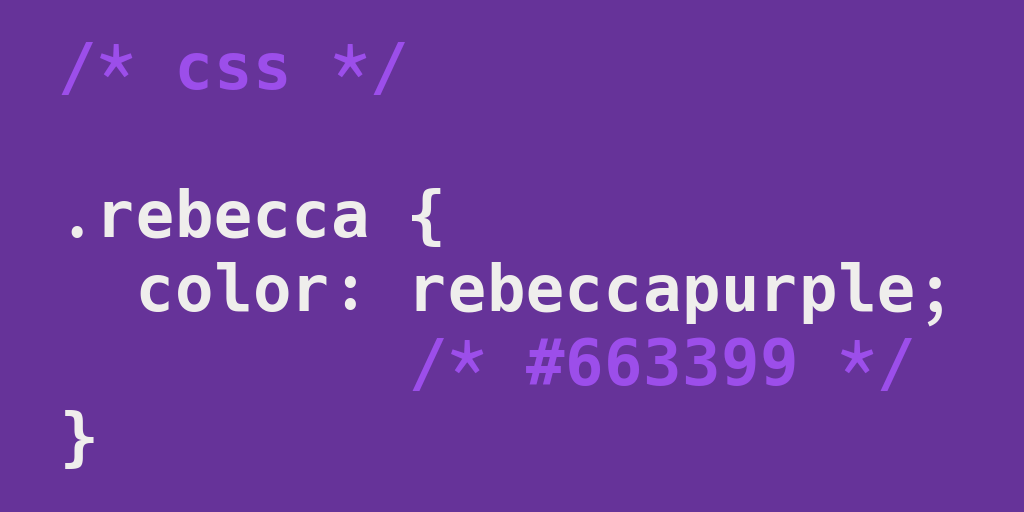 The color 'rebeccapurple' with the RGB hex code #663399.
