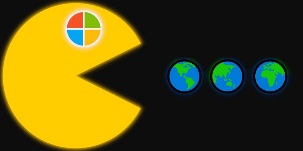 Pacman eating earth globe pills