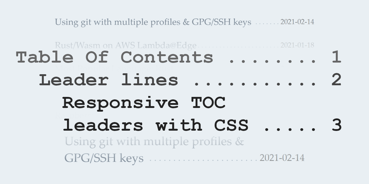 Table Of Contents over a table of contents, with way too many dotted lines. #TOCeption