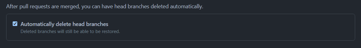 GitHub repository setting: Automatically delete head branches