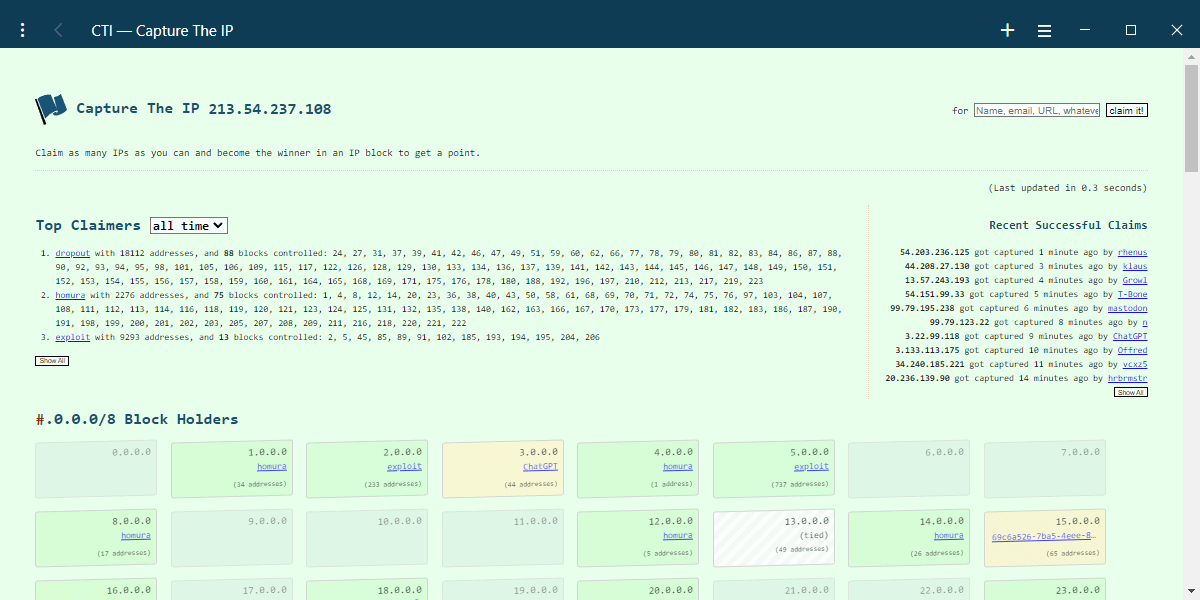CTI — Capture The IP site at https://ipv4.quest/